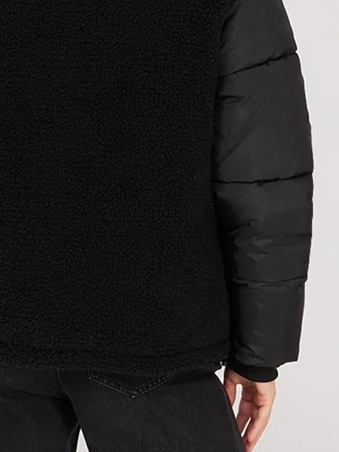 Black Mixed - Material Puffer Jacket