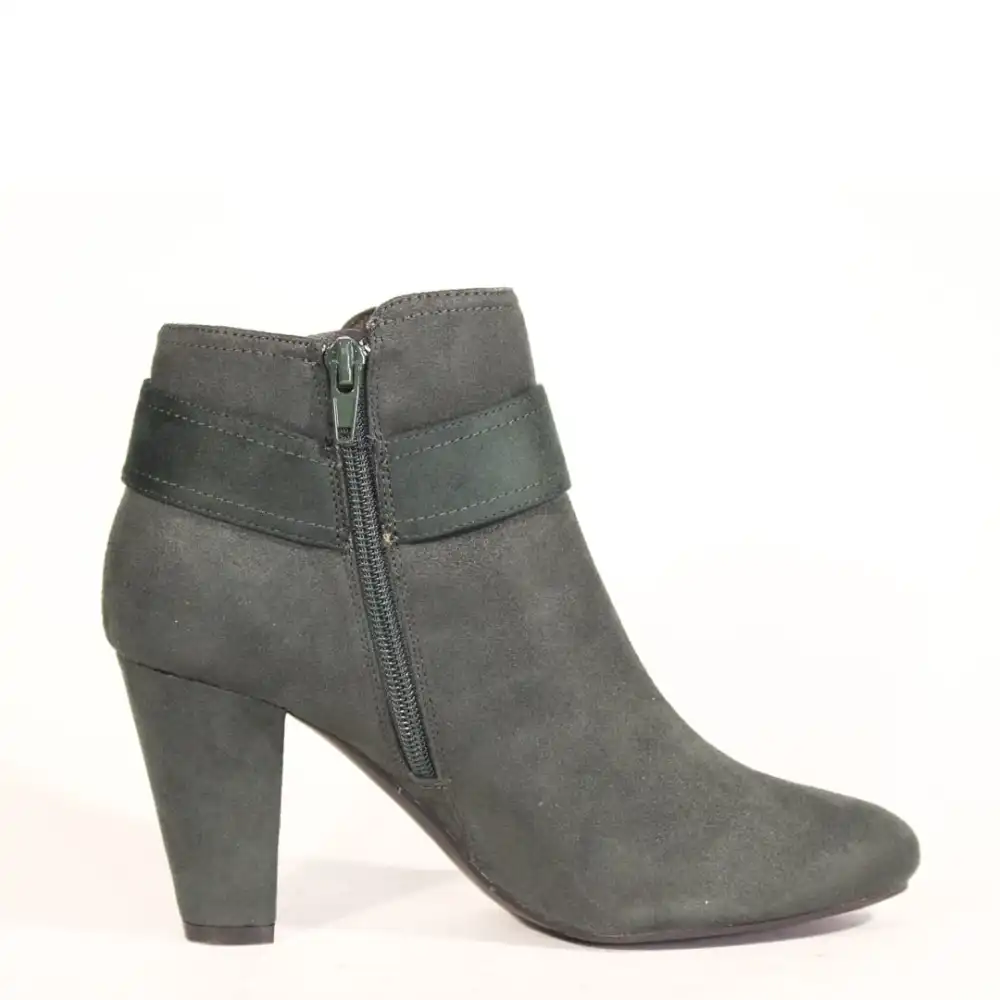 Suede Belted Block Heel Ankle Boots