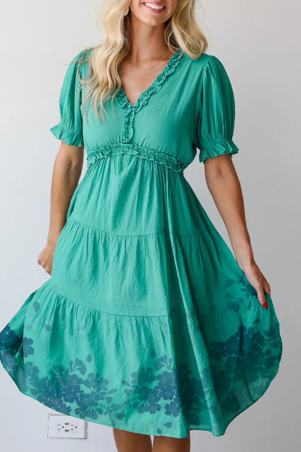 Exquisite Potential Green Tiered Midi Dress