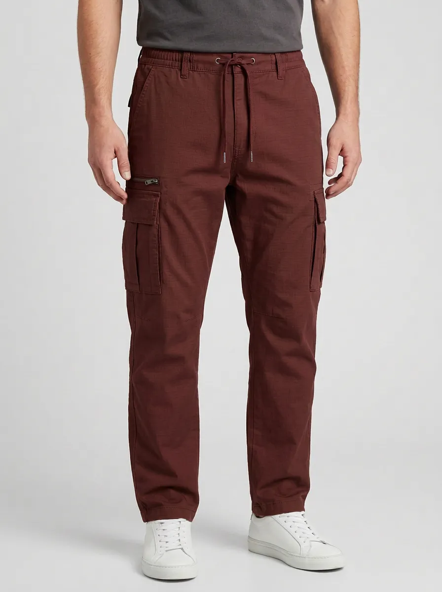 Men's Olive Green Tactical Multi-Pocket Drawstring Cargo Pants