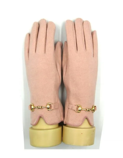 Refined Chain Accent Cashmere Gloves