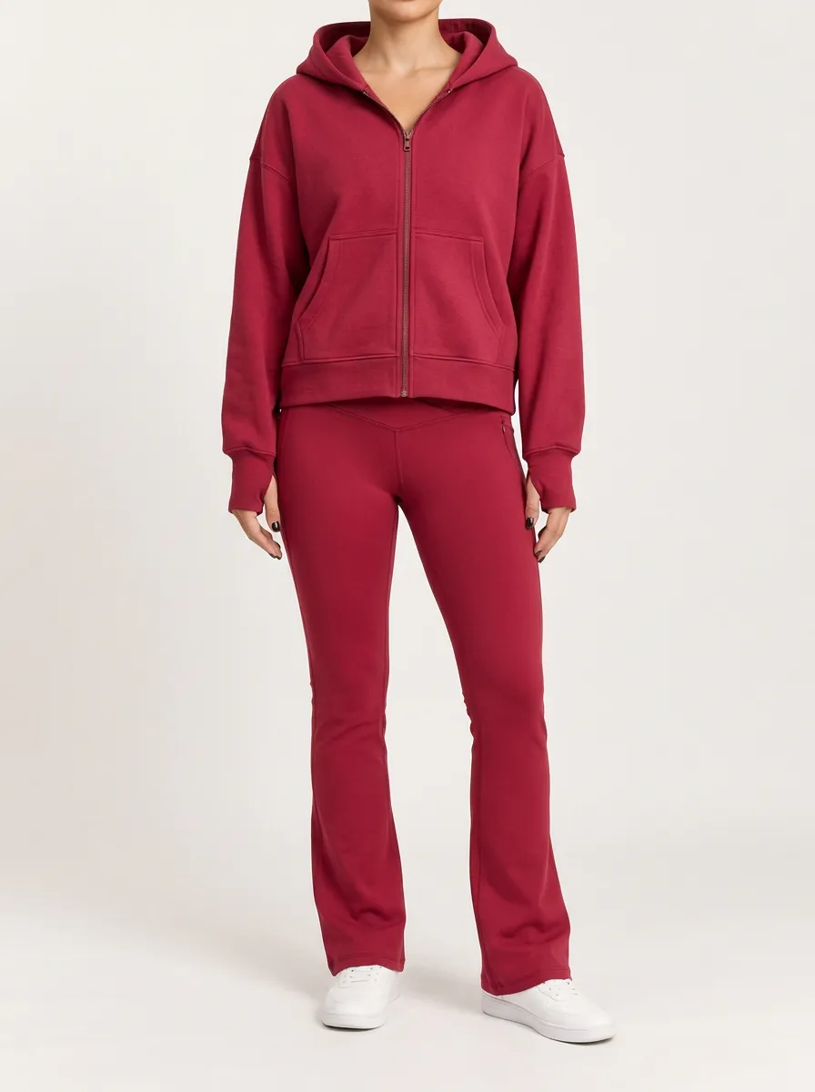 Women's Yoga Pants and Sporty Hooded Jacket Set