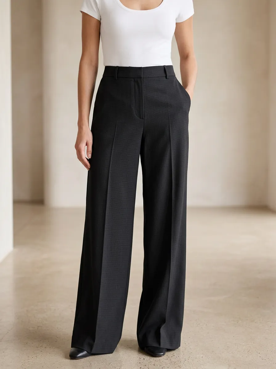 Wide-Leg Solid Printed Women's Wide-Leg Pants