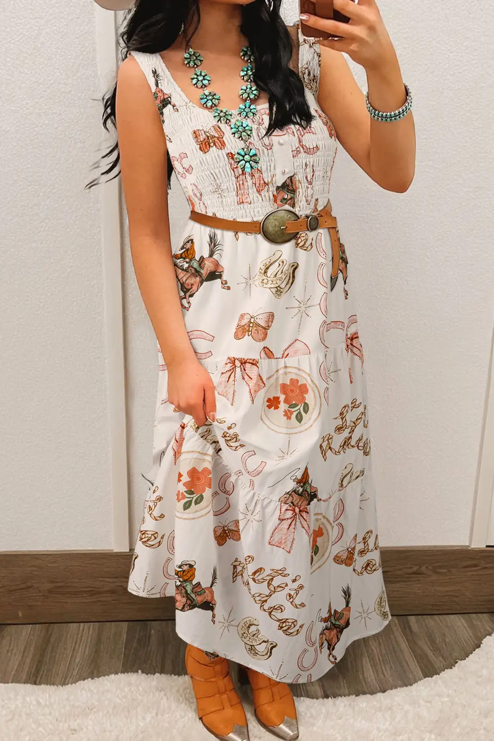 Printed Sleeveless Midi Dress