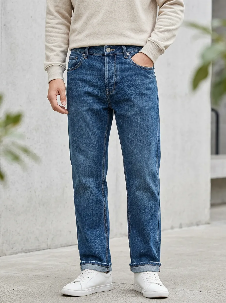 Men's Loose Fit Jeans with Straight Leg Classic Casual