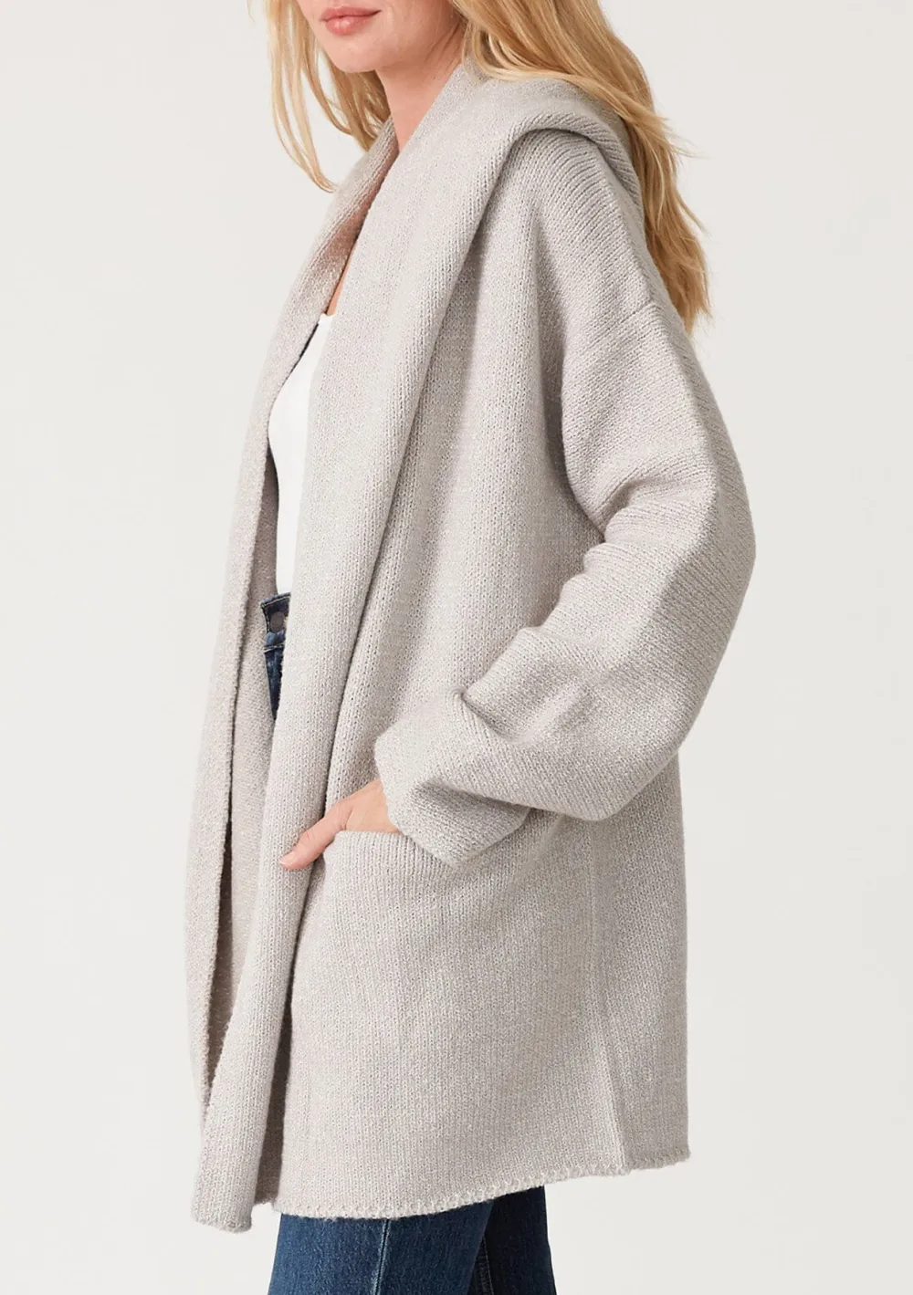 Open Front Drop Shoulder Coat