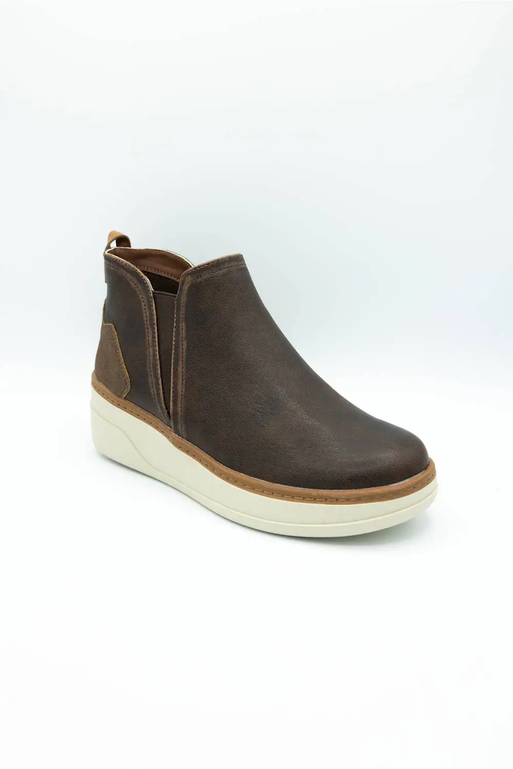 Wedge Suede Faux Leather Platform Bootie