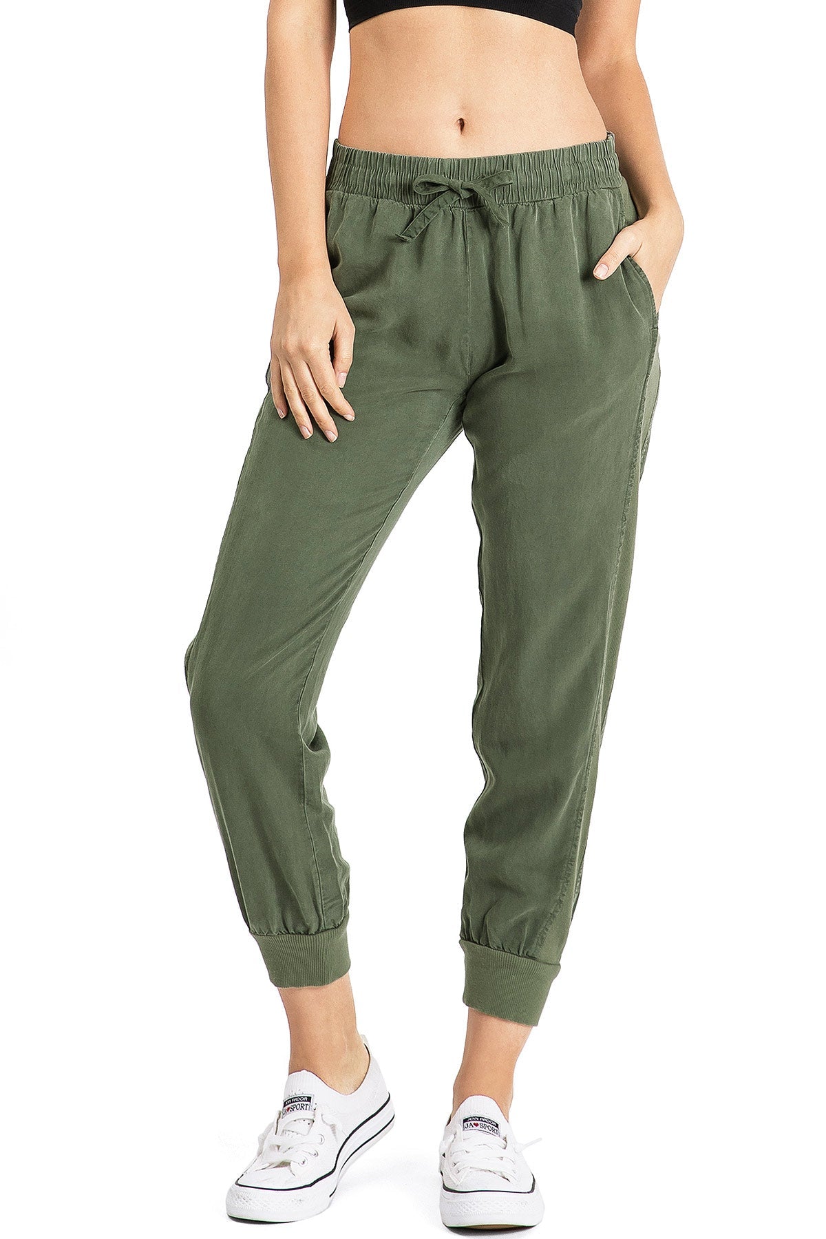 Olive Green Slim - Fit Jogger Pants