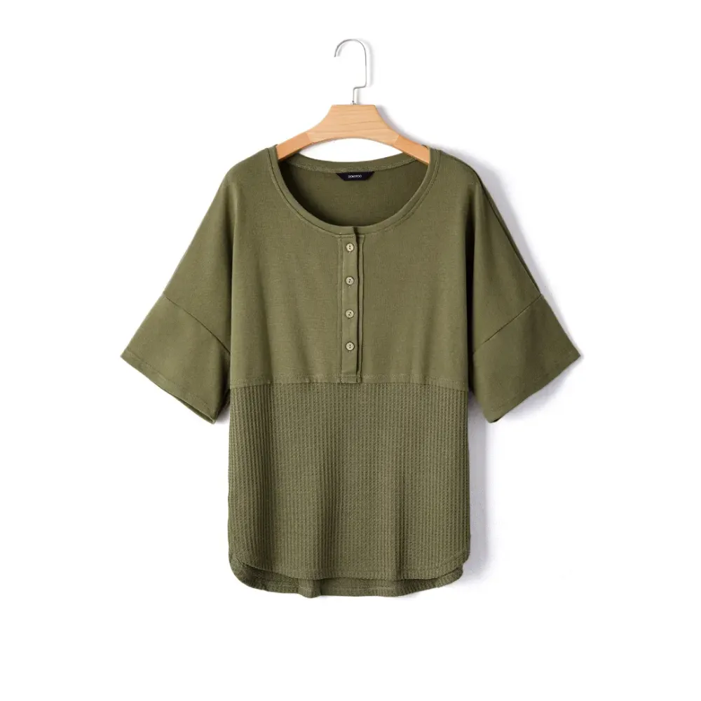 Women's Waffle Knit Button Down Top