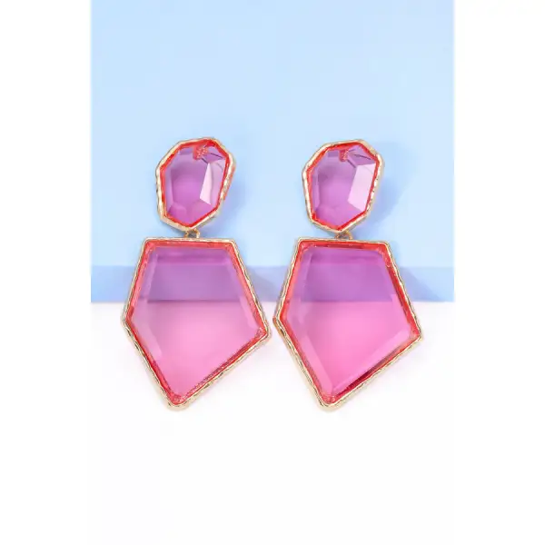 Geometrical Shape Zinc Alloy Frame Resin Dangle Earrings