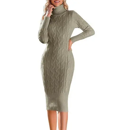 Women’s Long Sleeve Turtleneck Sweater Dress – Effortless Chic, Cozy Confidence