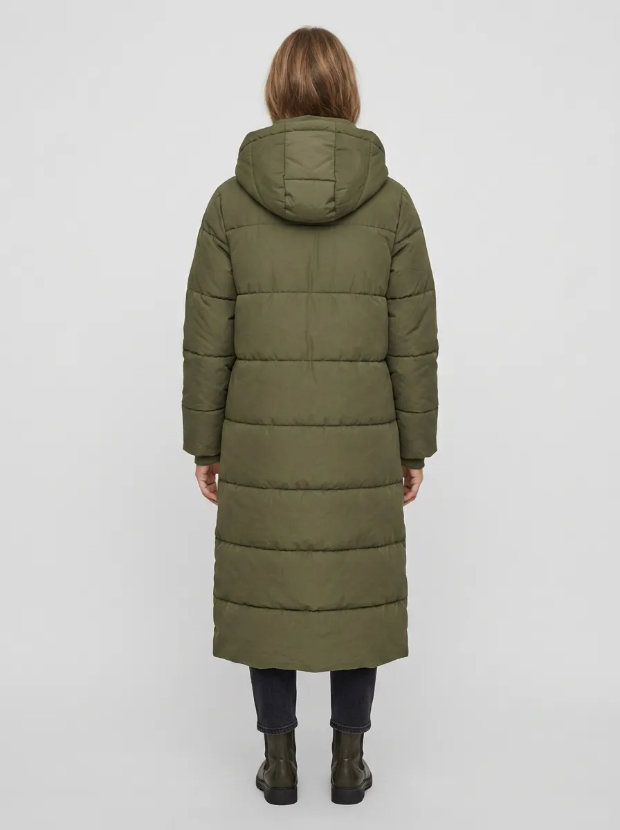 Outdoor-Layer Padded Long Hooded Coat