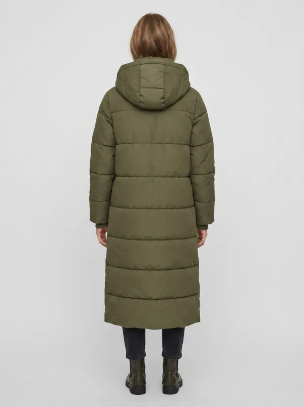 Outdoor-Layer Padded Long Hooded Coat
