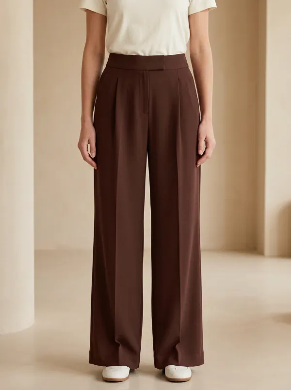 Refined Wide-Leg Solid Women's Wide-Leg Pants