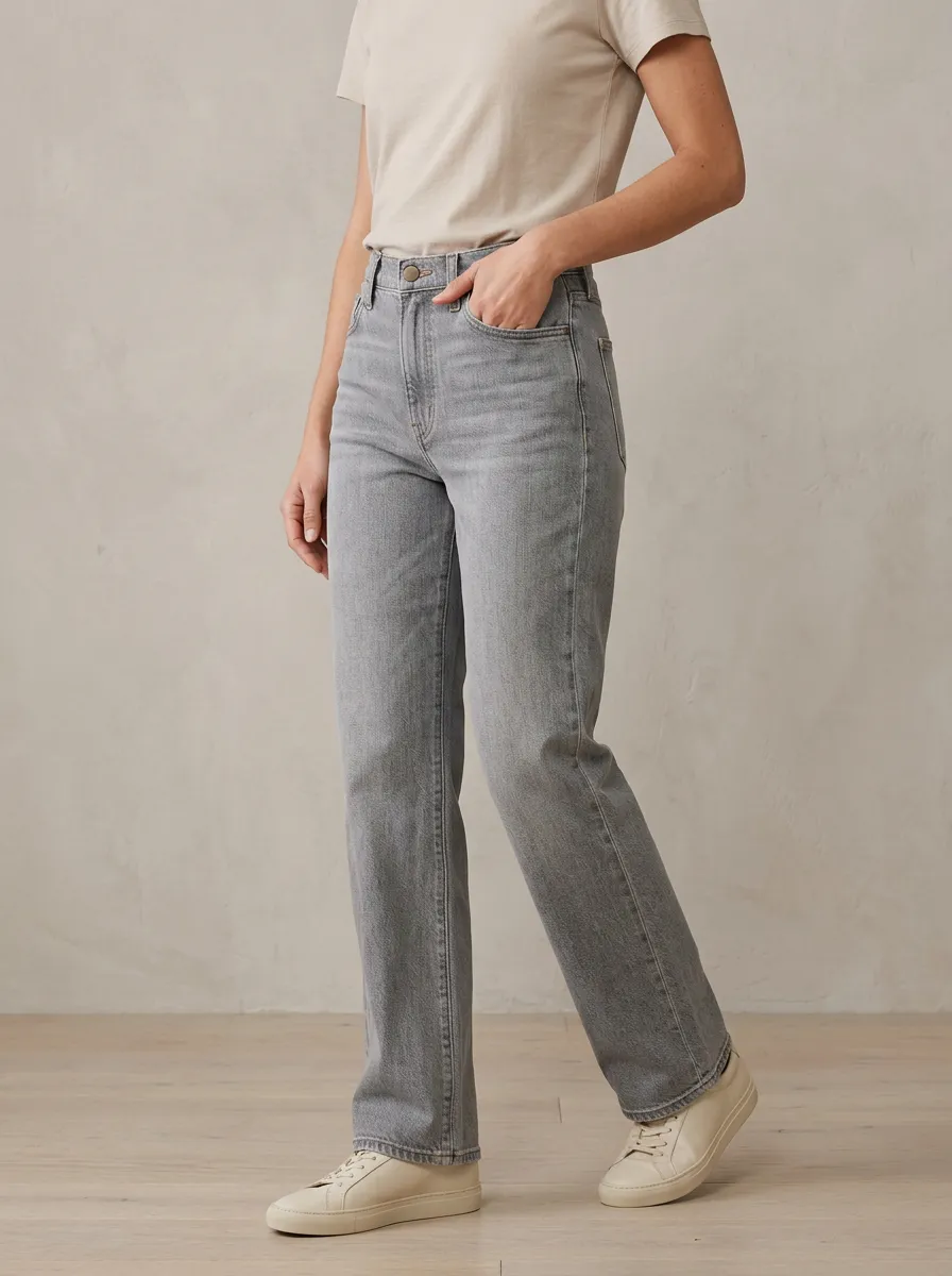 Straight-Leg High-Rise Casual Women's Denim Jeans