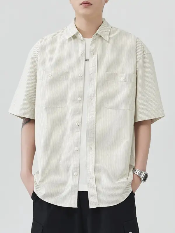 Striped Short Sleeve Casual Shirt
