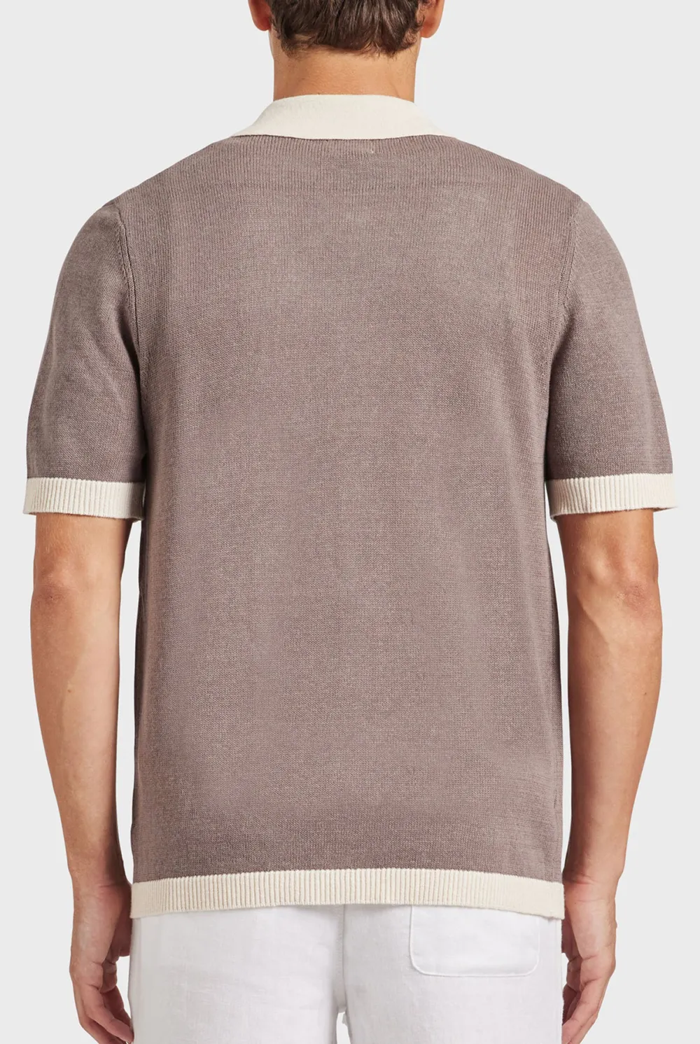 Contrast Rib Trims Knit Shirt