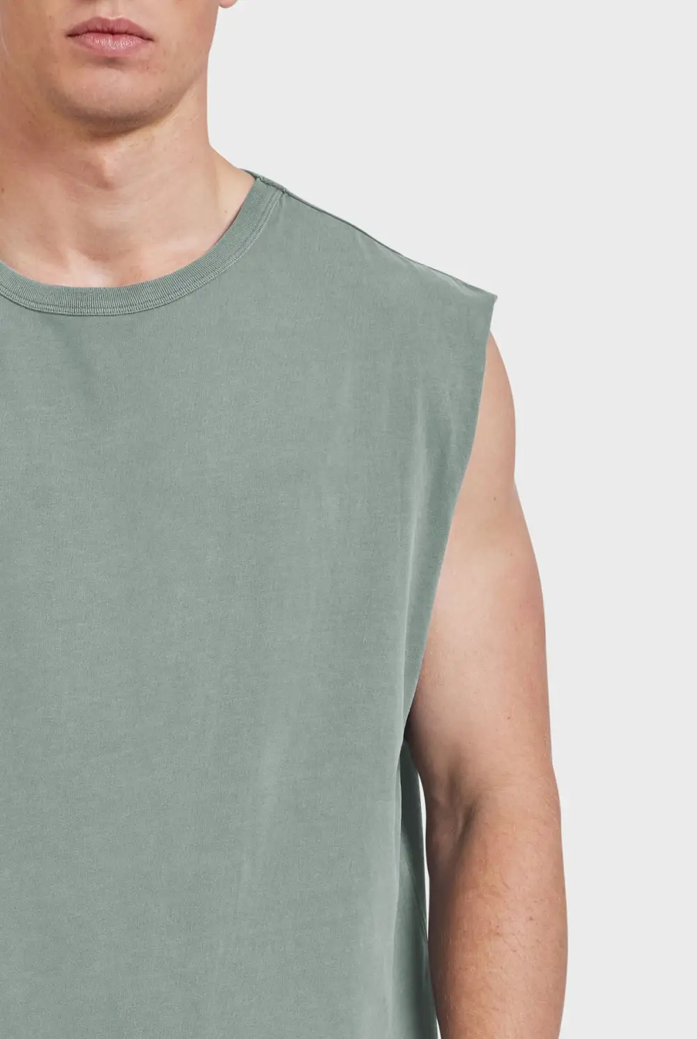 Sleeveless Crew Neck Cotton Tee