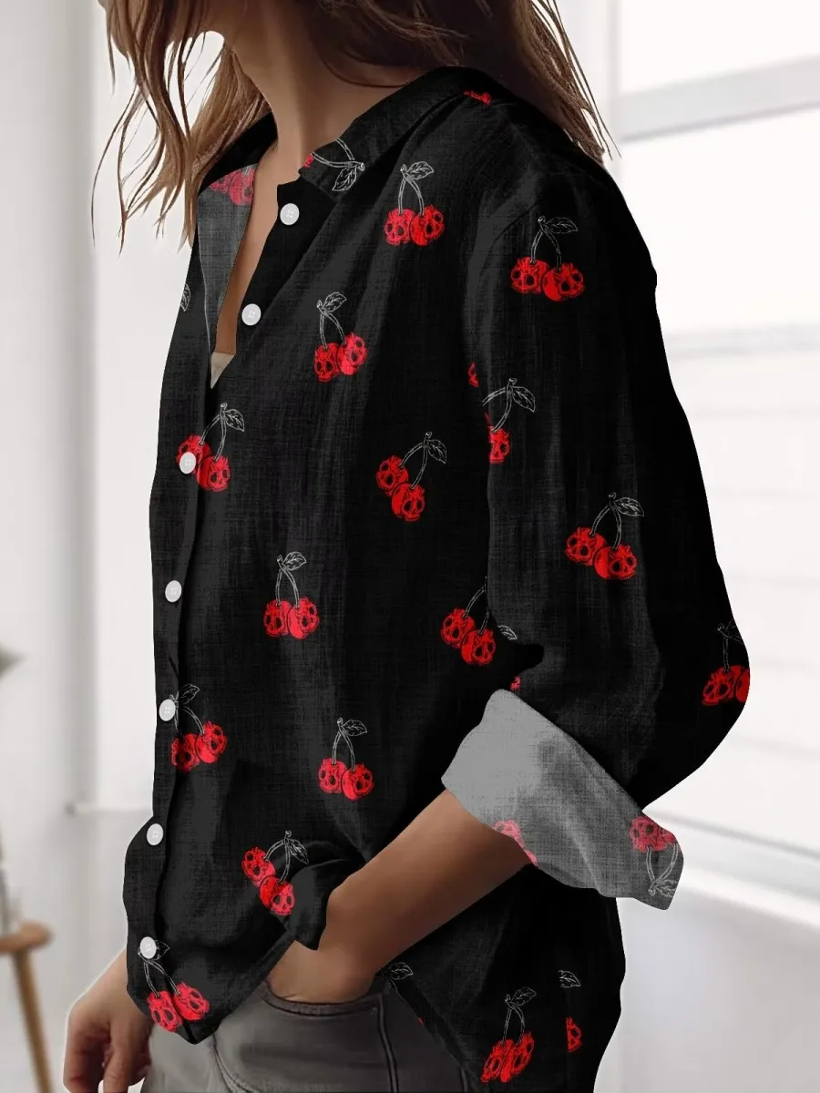 Skull Cherry Print Shirt