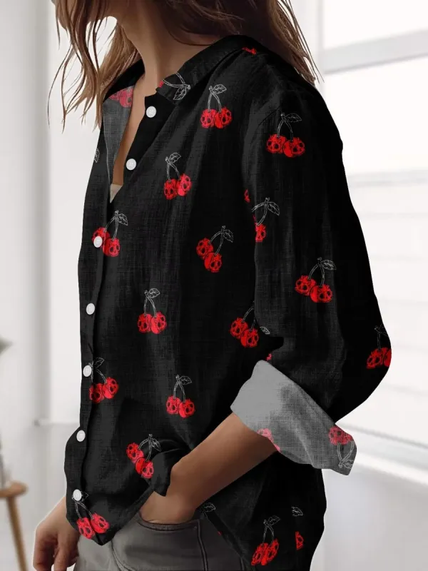Skull Cherry Print Shirt