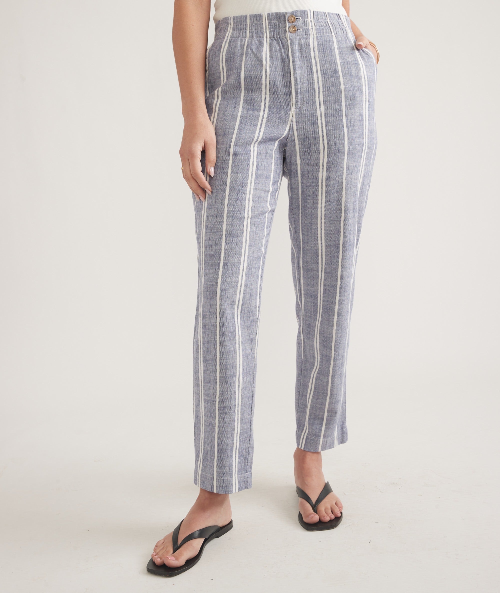 Skipper Blue Striped Cropped Trousers