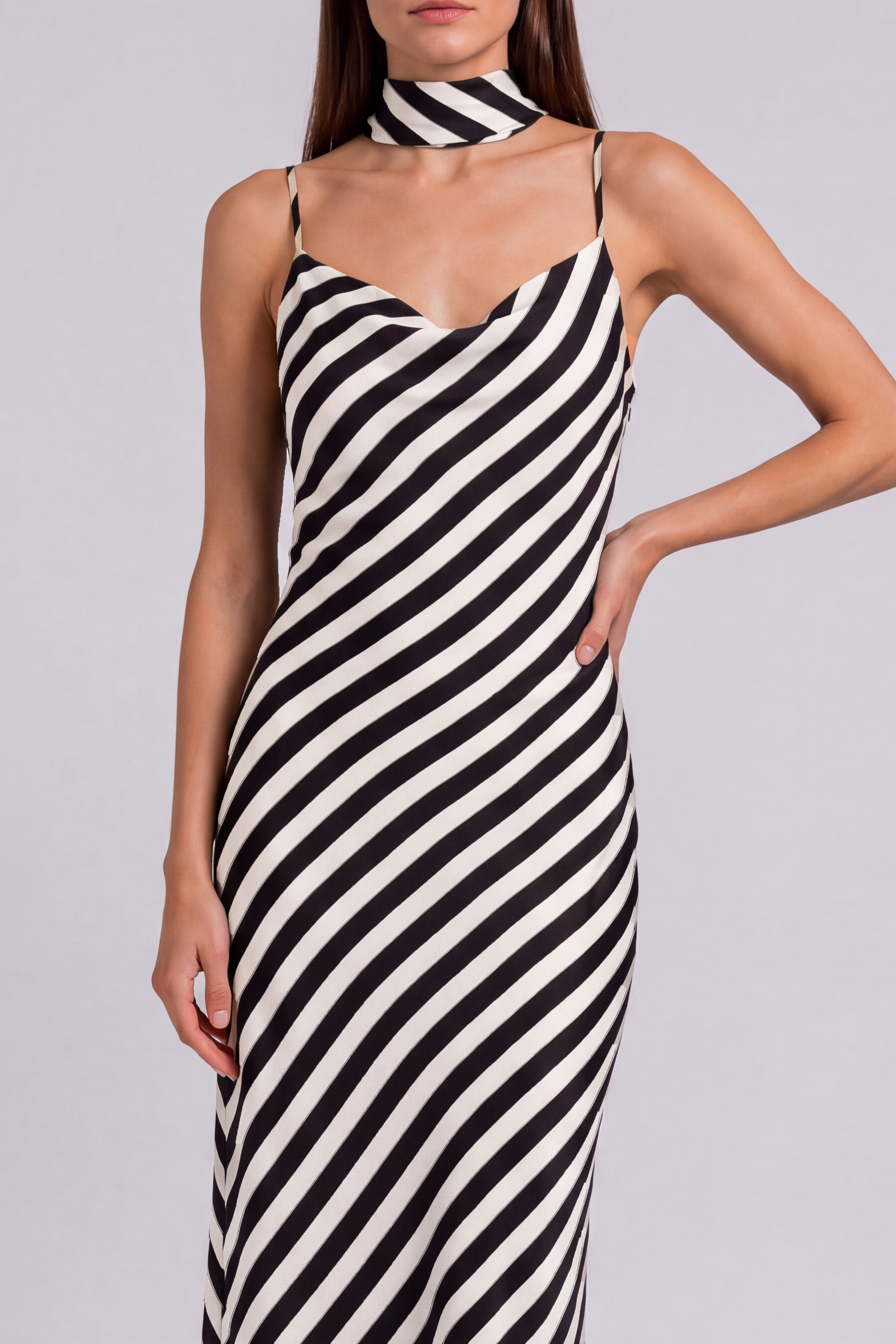 Spaghetti Strap Striped Midi Dress