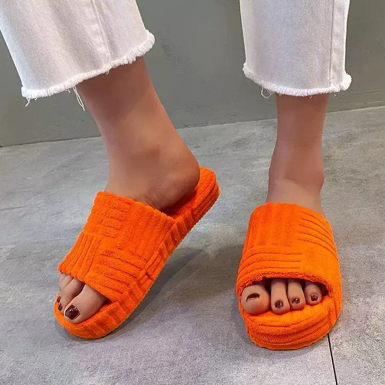 Refined Open Toe Platform Slippers