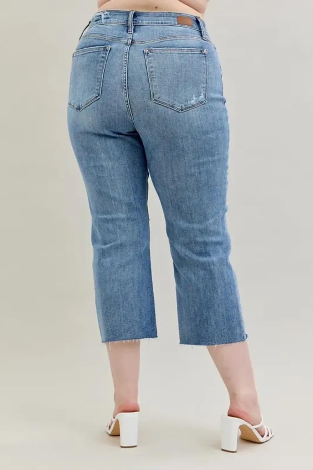 Ripped Deckle Edge Slim-Fit Raw Hem BlueTrousers