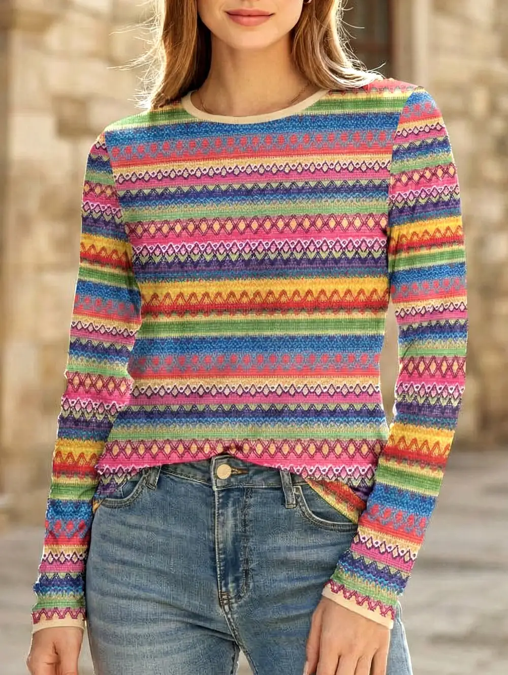 Colorful Stripe Long Sleeve Tee