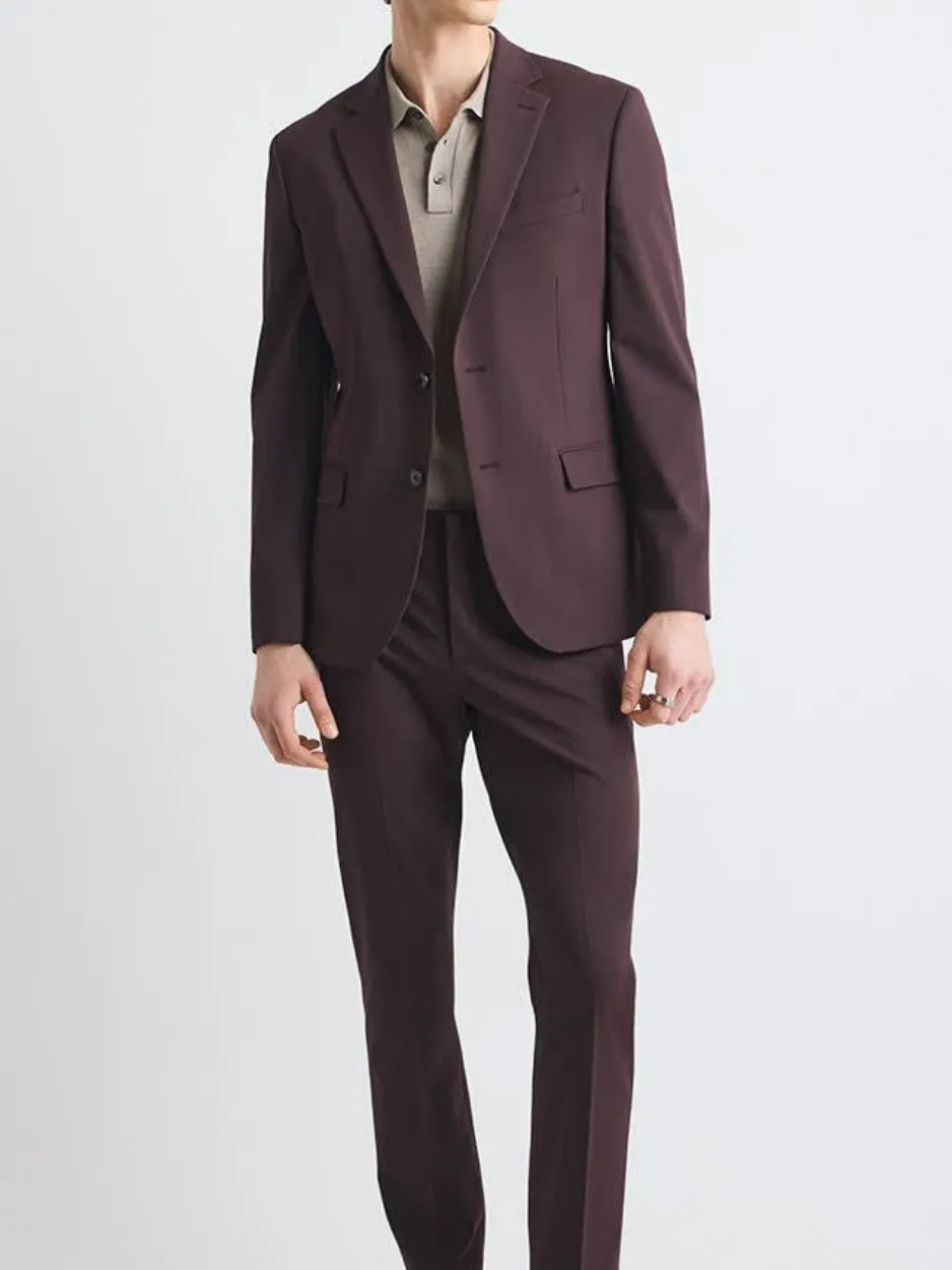 Deep Berry Slim Fit Business Style Suit Blazer