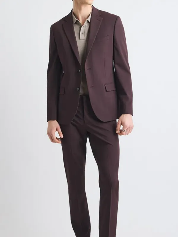 Deep Berry Slim Fit Business Style Suit Blazer