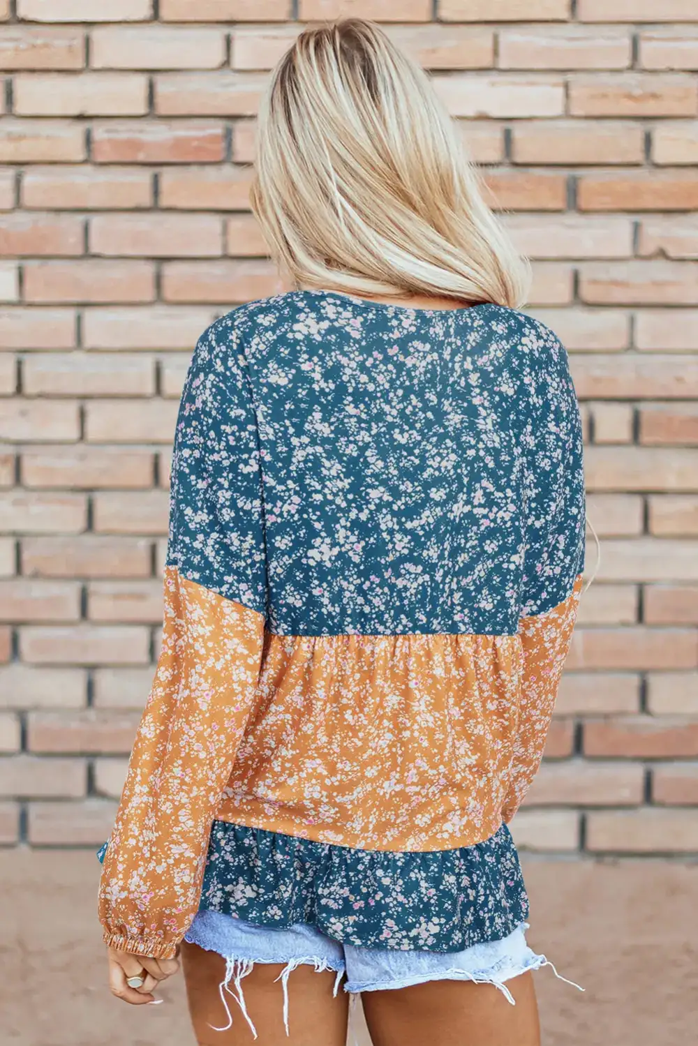 Floral Ruffled Hem Detail Blouse