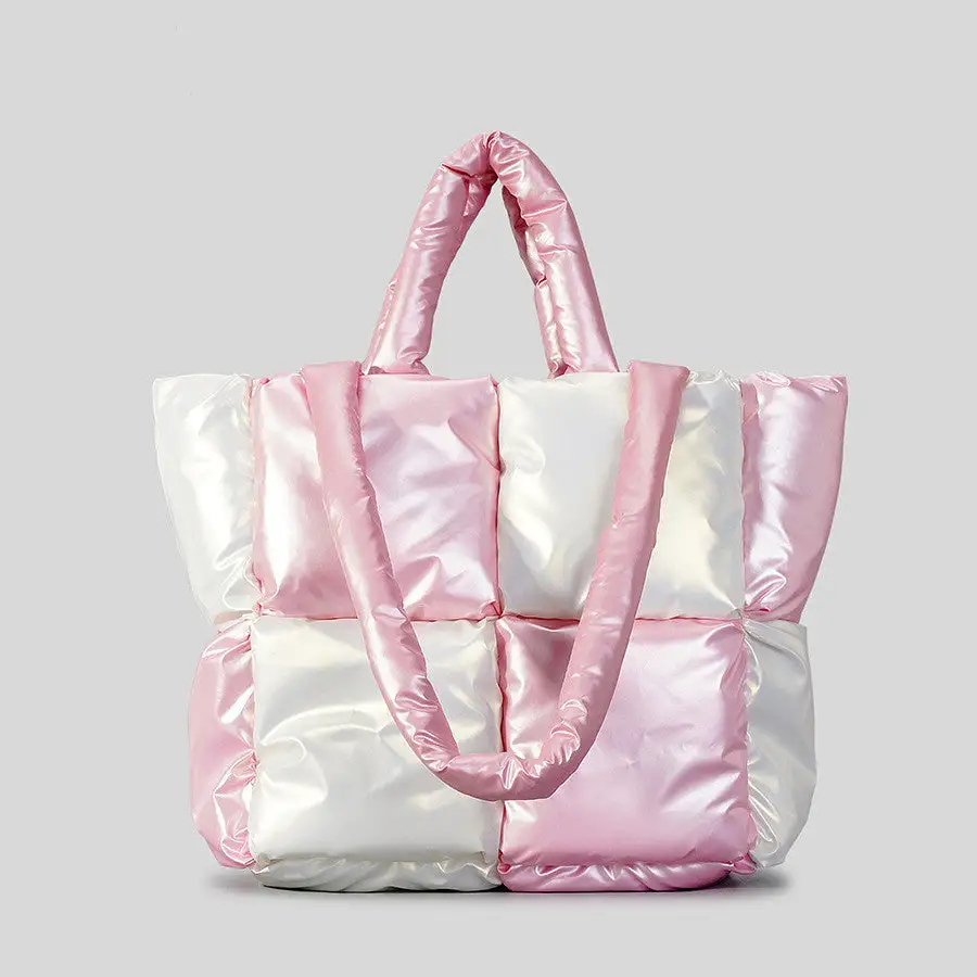 Winter Quilted Cotton Down Shoulder Handbag Horizontal Square