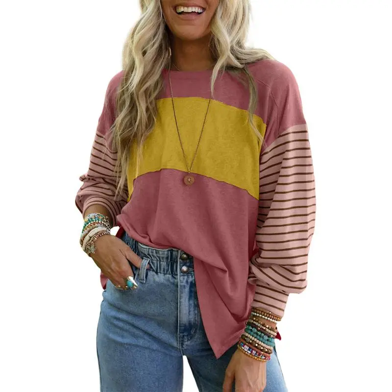 Womens Casual Color Block Shirts
