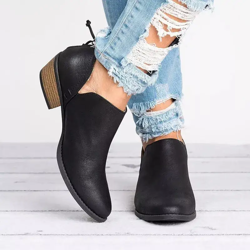 Point Toe Block Heels Boots