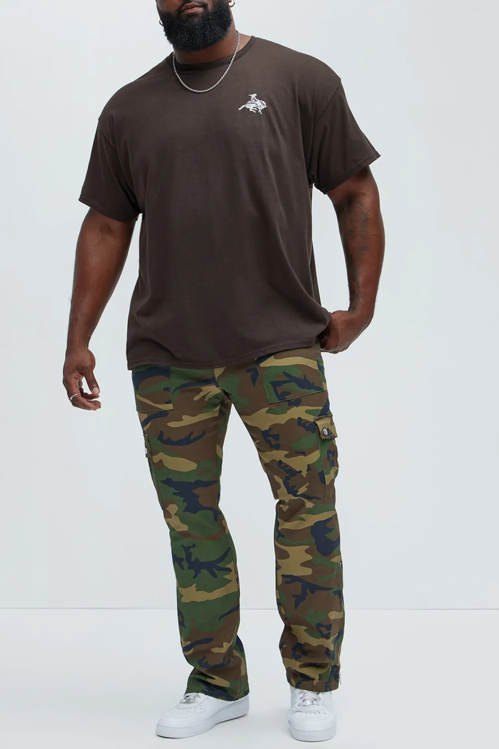 Waxed Cargo Zipper Flare Pants