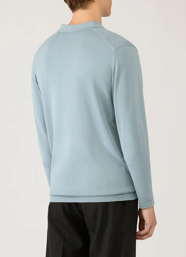 Clean Everyday Slim Fit Sea Island Cotton Knit Long Sleeve Polo Shirt
