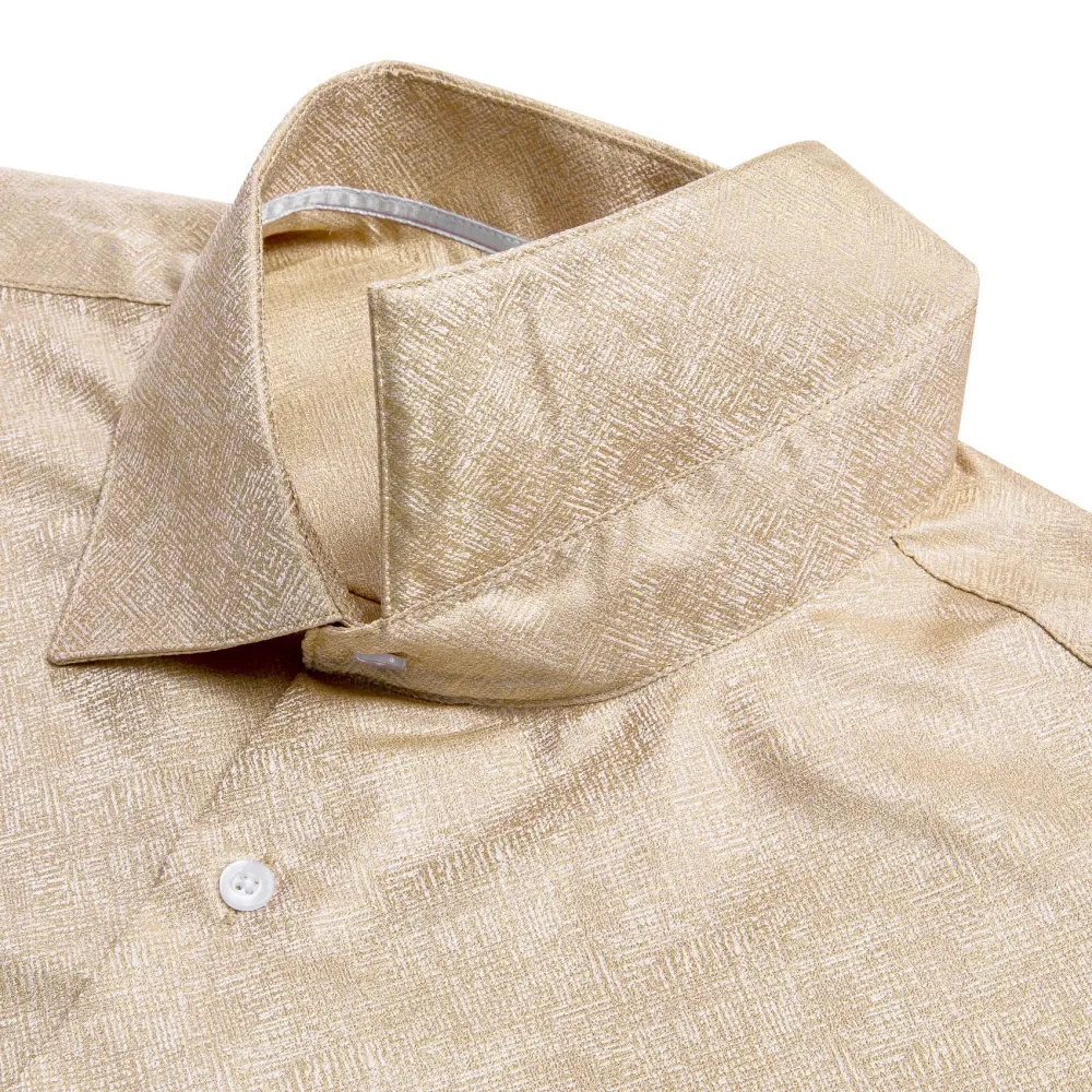 Jacquard Long Sleeve Silk Dress Shirt