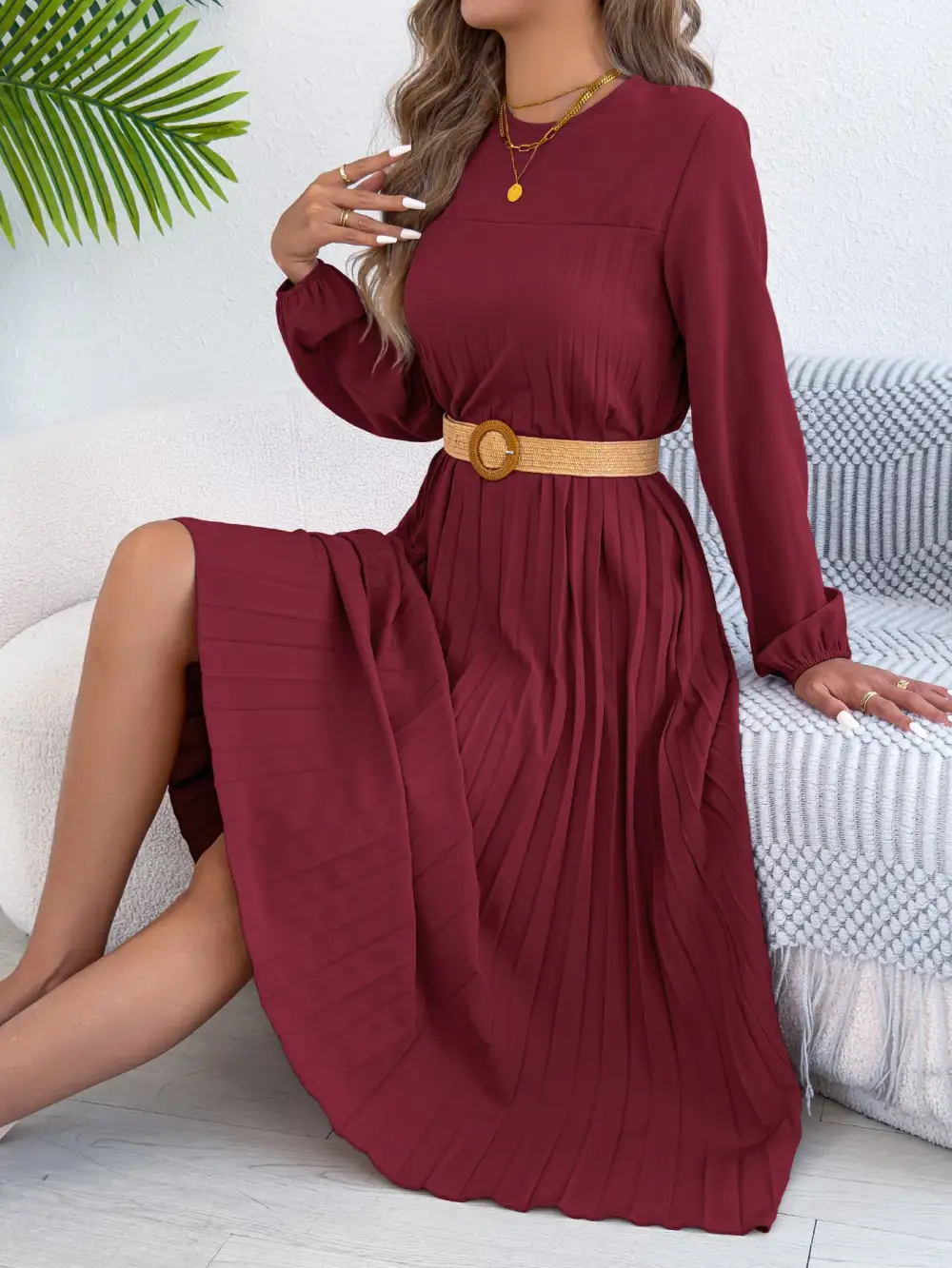 Pleated Midi Dress