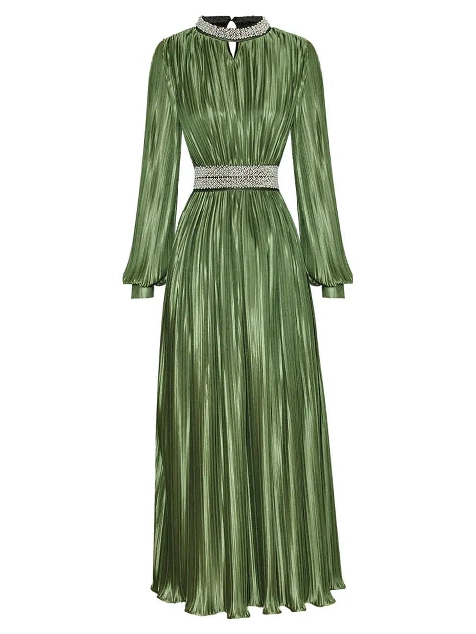 Satin Pleated Romantic Maxi Dress