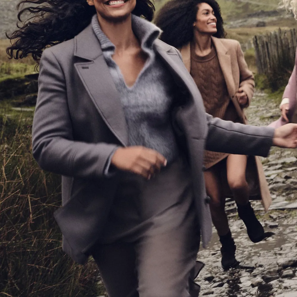 Lapel topcoat wool-blend