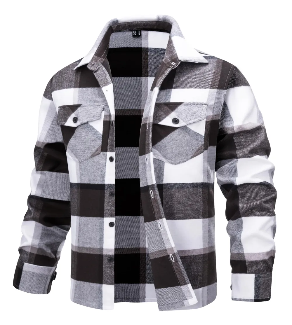 Men's Flannel Shirts Brushed Fleece Flannel Shirts Jacket