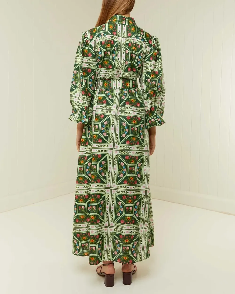 Linen Stand-Up Collar Dress