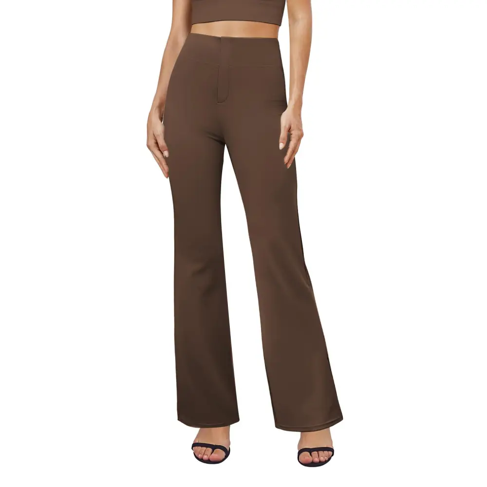 Women's High-Waisted Yoga Pants – Flared Leg with Pockets & Tummy Control