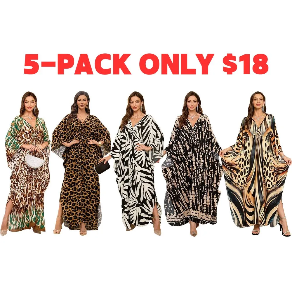 Women’s Boho Maxi Kaftan Dress – Long Sleeve Beach & Vacation Outfit