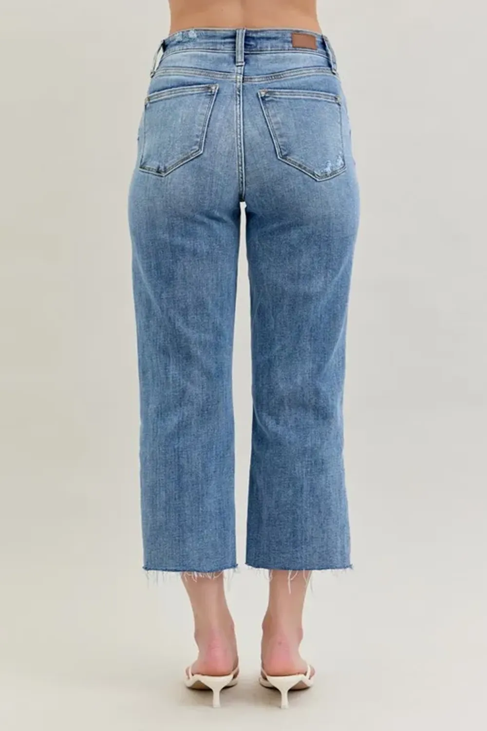 Ripped Deckle Edge Slim-Fit Raw Hem BlueTrousers