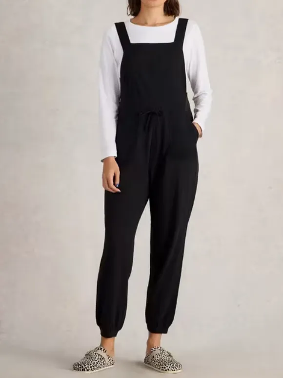 Jersey Dungaree In Pure Black