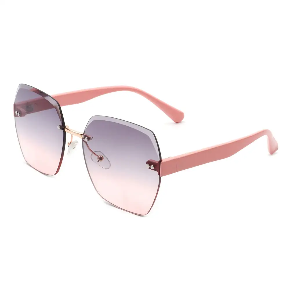 Rhinestone Square Rimless Frame Sunglasses