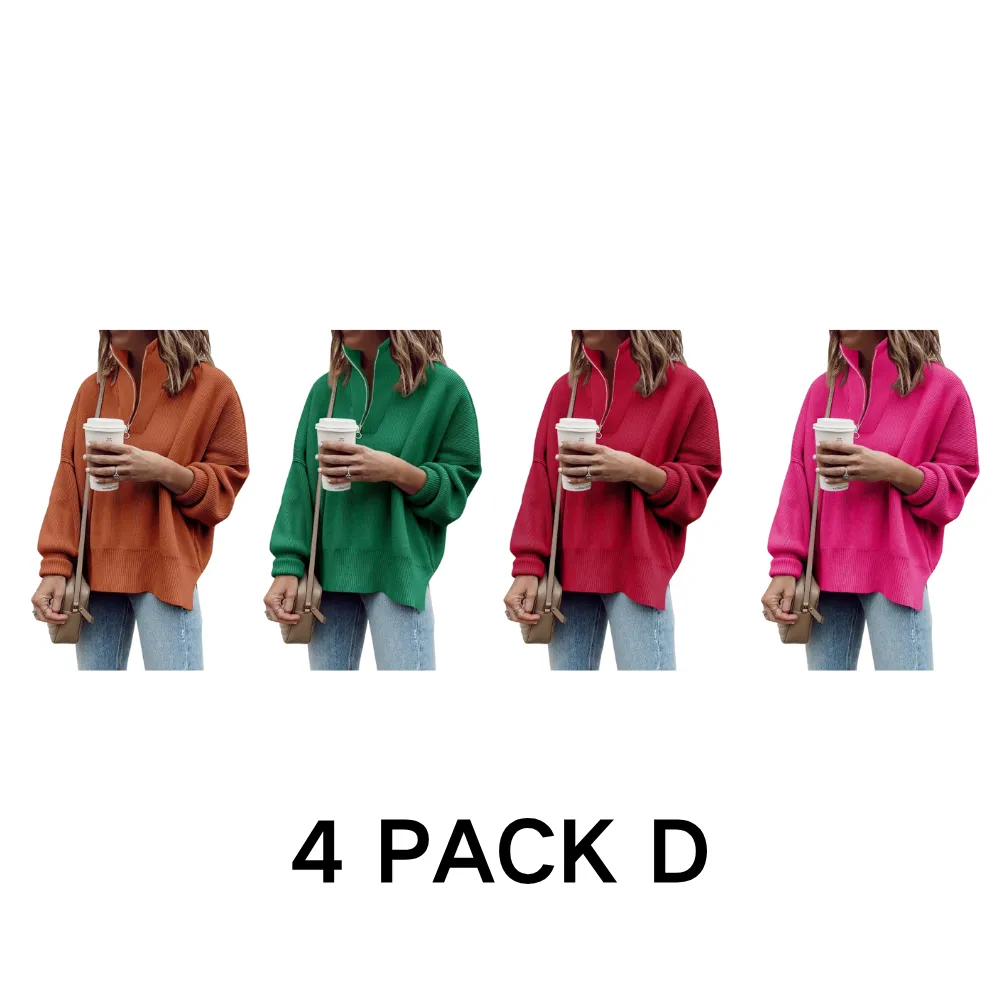Womens Tunic Sweater Fall Long Sleeve 1/4 Zip Pullover Sweaters