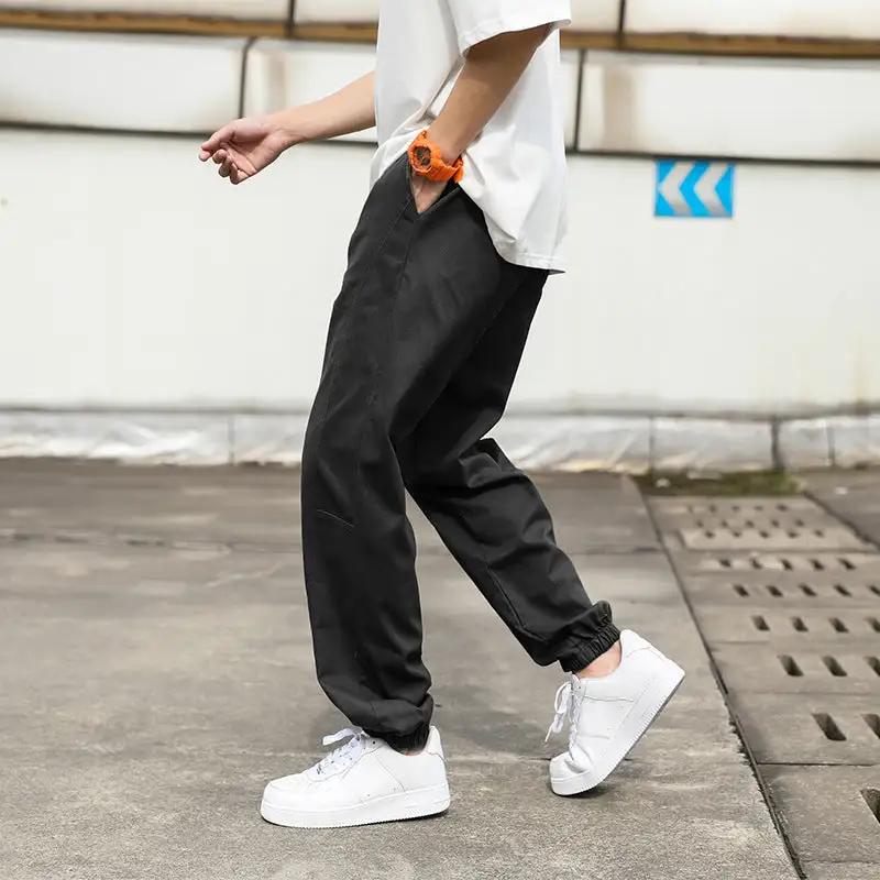 Men's Casual Cargo Pants with Elastic Waistband and Practical Side Pockets